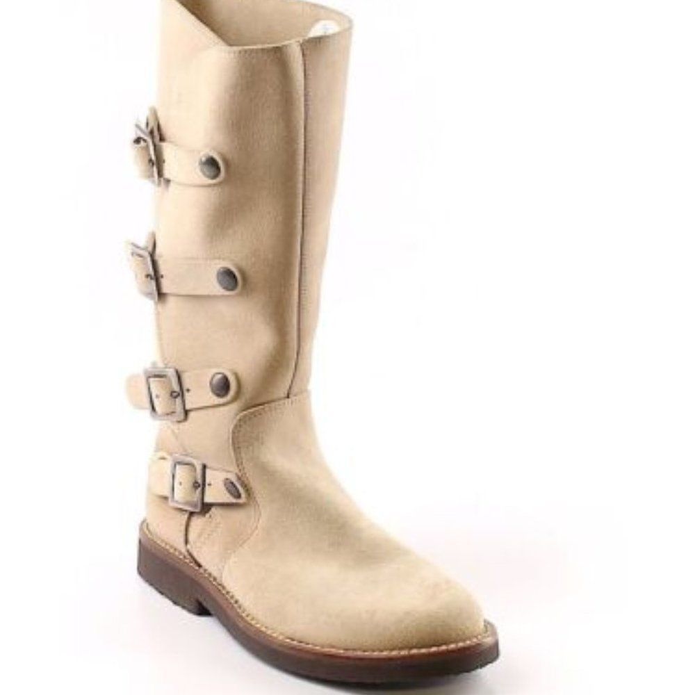 UNWORN - MINT - LIKE NEW SUNDANCE NATURAL SAND TAN MOTO BOOTS